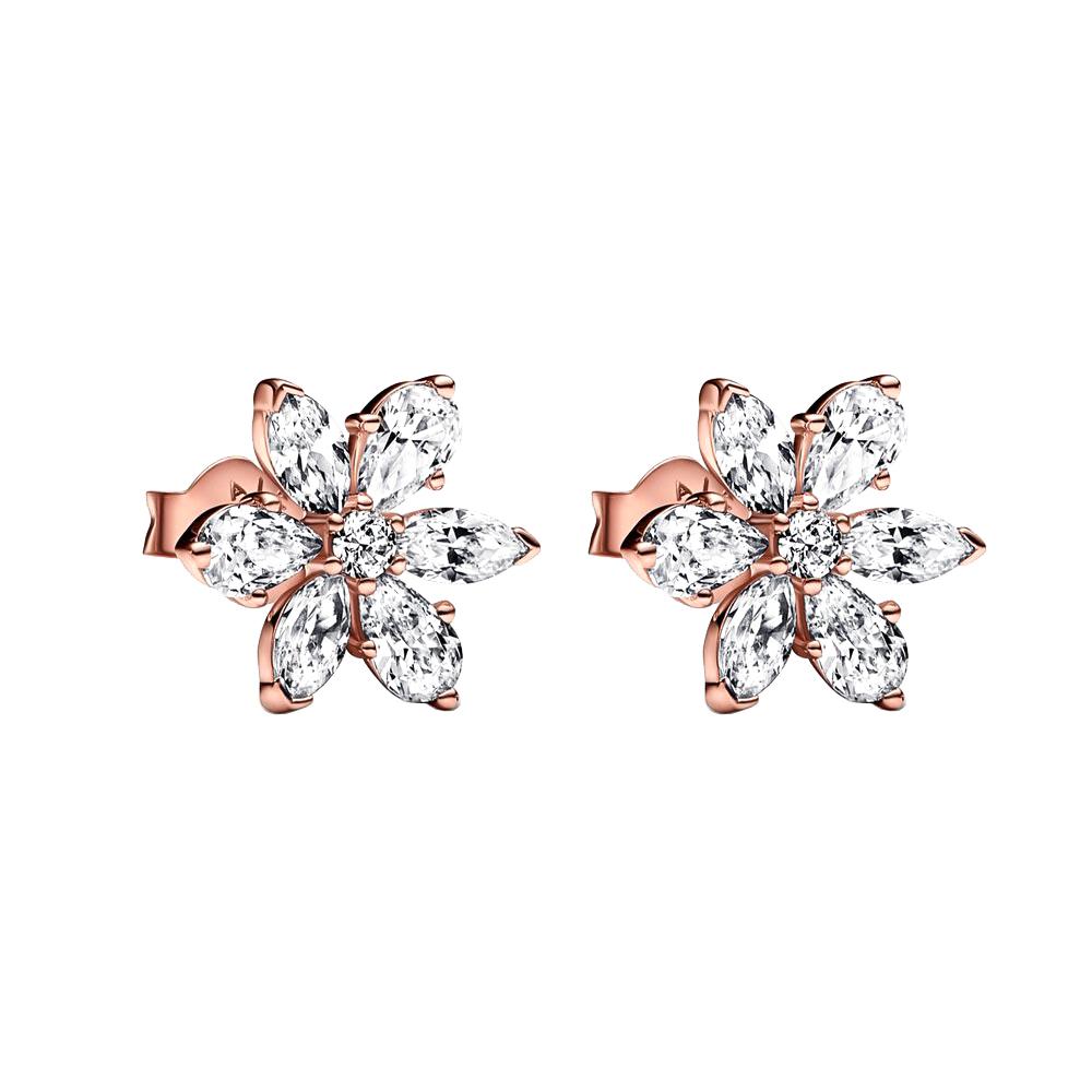 Kolczyki sztyfty S925 Srebro Błyszczący Klaster Herbarium dla Kobiet Prezenty Urodzinowe Modna Biżuteria