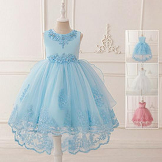 Embroidered Swallowtail Bow Dress with Flutter Sleeves for Flower Girls