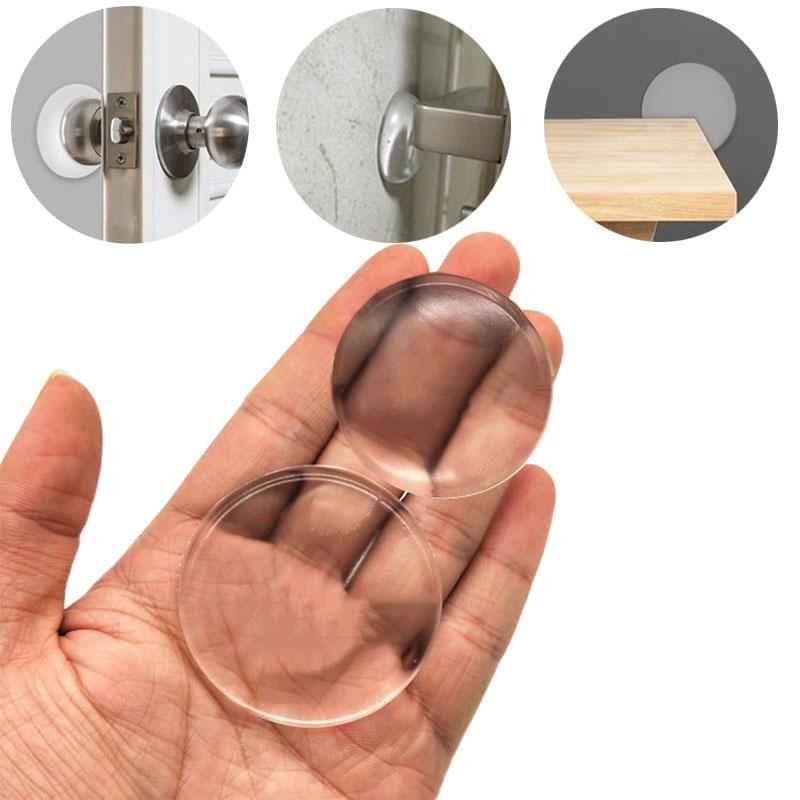 24pcs Door Handle Bumper Pad Self Adhesive Transparent Silicone Wall Protector Anti Bump Washable Reusable Round Door Stopper