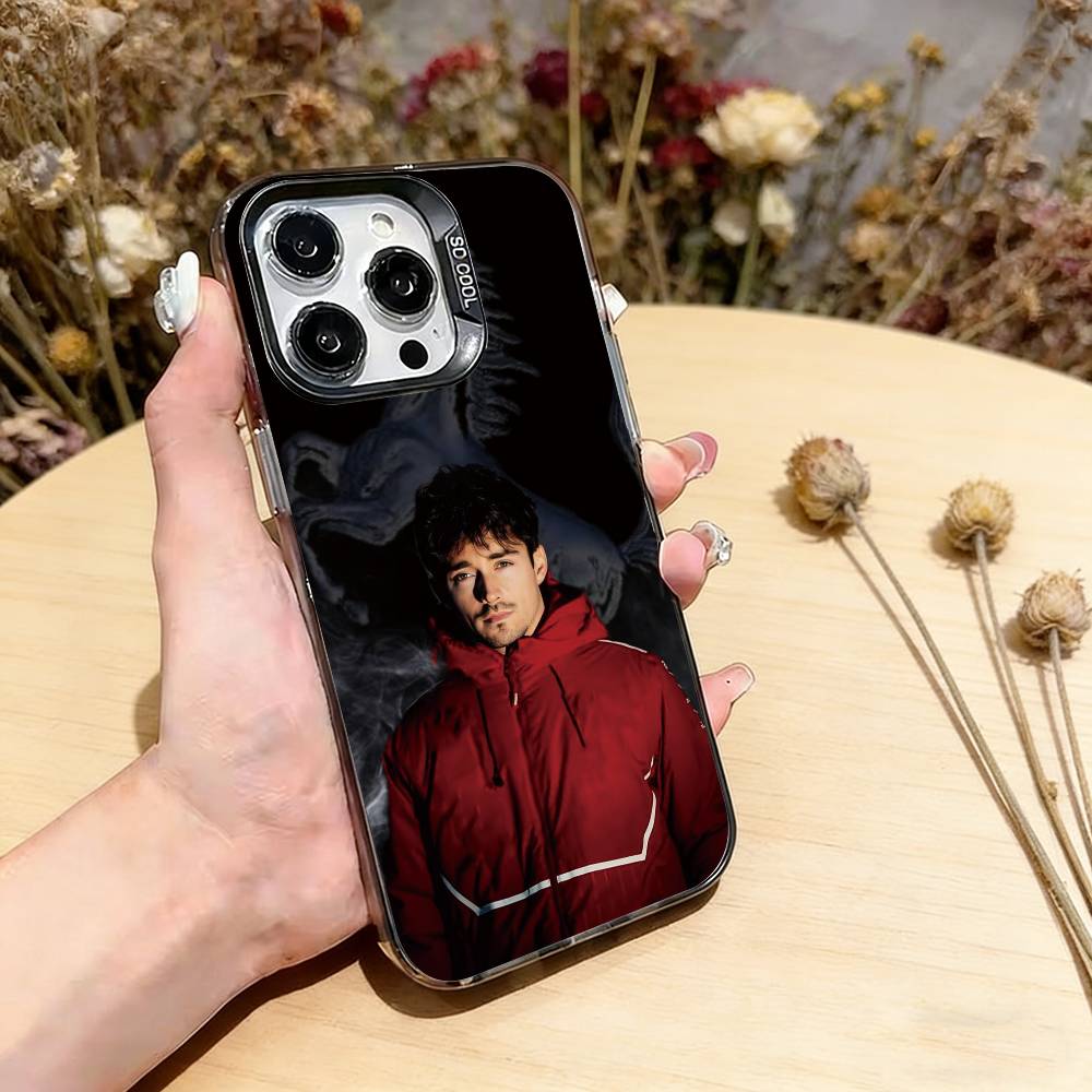 Sports Charles Leclerc Phone Case For iPhone 17,16,15,14,13,12,11 Plus,Pro Max,XS,Colored Silver Plated Inside Cover