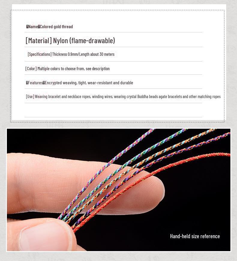 0.9mm Gold Color Hand-Woven Bracelet Rope for DIY Tassels