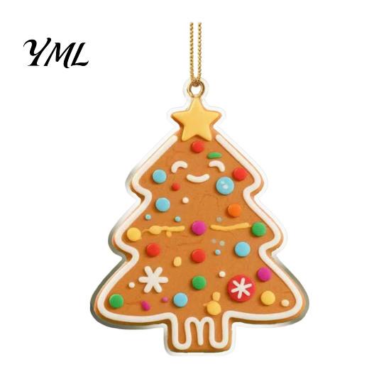 Festive Seasonal Gift Ideas Gingerbread Christmas Tree Pendant, Double-sided Acrylic Hanging Ornament for Xmas Party Home Decor Supplies Holiday