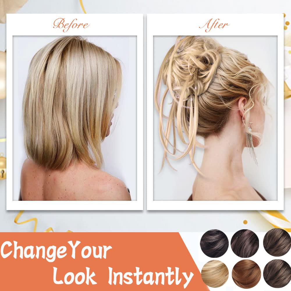 MISSQUEEN Synthetic Hair Bun Fake Hair Chignon Elastic Hair with Elastic Band Hair Bun Donut Chignon Messy Hair for Women