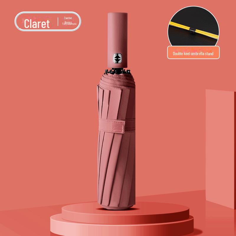 24-Rib Automatic Folding Umbrella: Dual-Use Parasol for Sun & Rain, UV Protection, Customizable for Advertising