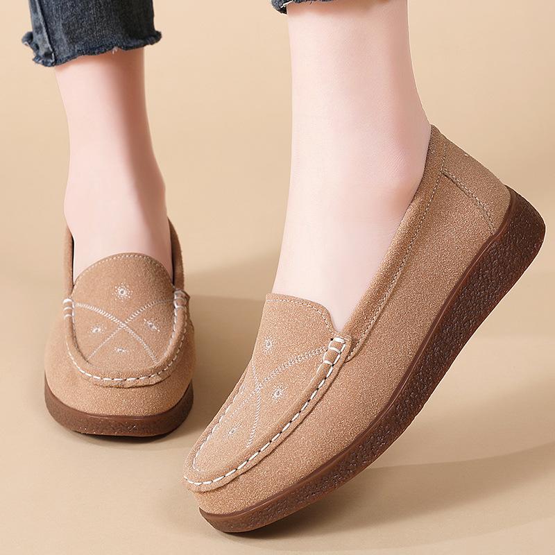 Summer Round Toe Soft Bottom Carved Retro British Style Flat Shoes Women's Casual Loafers