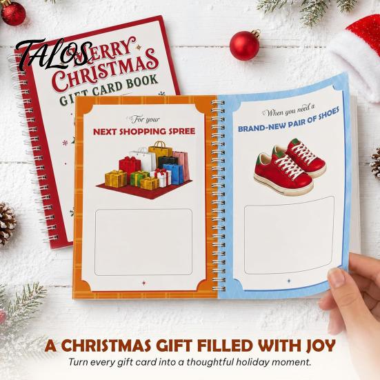 Party Favor Card Holder Merry Christmas Gift Book, DIY Spiral Bound Themed Coil Notebook Booklet, Xmas Gifts for Family, Friends, Celebrations