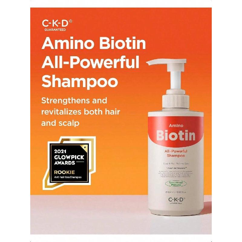 CKD Amino Biotin All-Powerful Shampoo 500ml, Nourishing Daily Shampoo With Amino Acids And Biotin, Targets Scalp And Hair Health