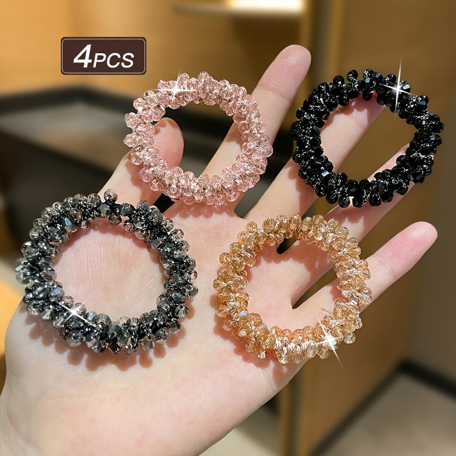 Exquisite and Fashionable Multi-color Rhinestone Hair Ties, Featuring an Elastic Vintage Elegant Design. Highly Elastic and Gentle on Hair