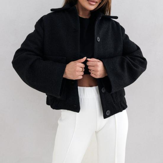 

Женская шерстяная куртка Yousheng, однобортное пальто с отложным воротником, плиссированное, с длинными рукавами, для поездок на работу, свиданий, весна-осень-зима S кофейный