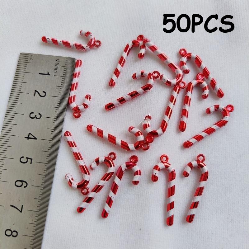 

50pcs Red & White Candy Cane Ornaments - Festive Christmas, Valentine S Day, New Year, Spring Decorations - For Home, Restaurant