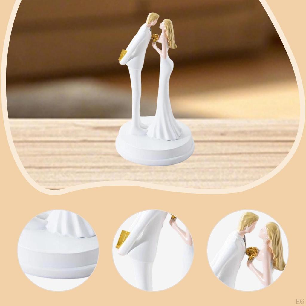 Figurine de mariés, statue de couple, artisanat romantique, décoration de table pour mariage