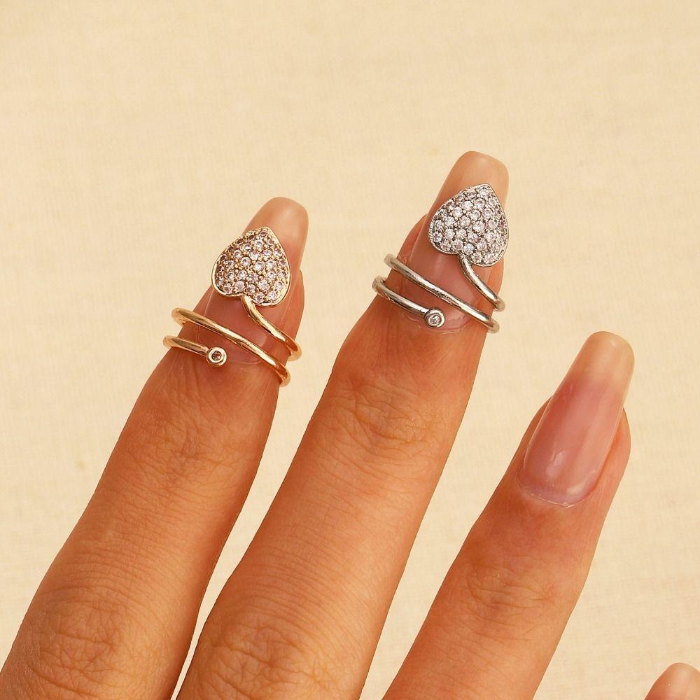 Heart Shape Nail Cover Adjustable Decorative False Nail Ring New Design Nail Ring  Photo Props