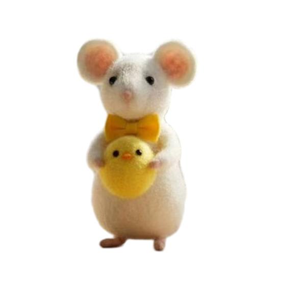 

Needle Felted Mouse Easter Mini Mouse Ornaments Handmade Wool Mice Figurine with Easter F