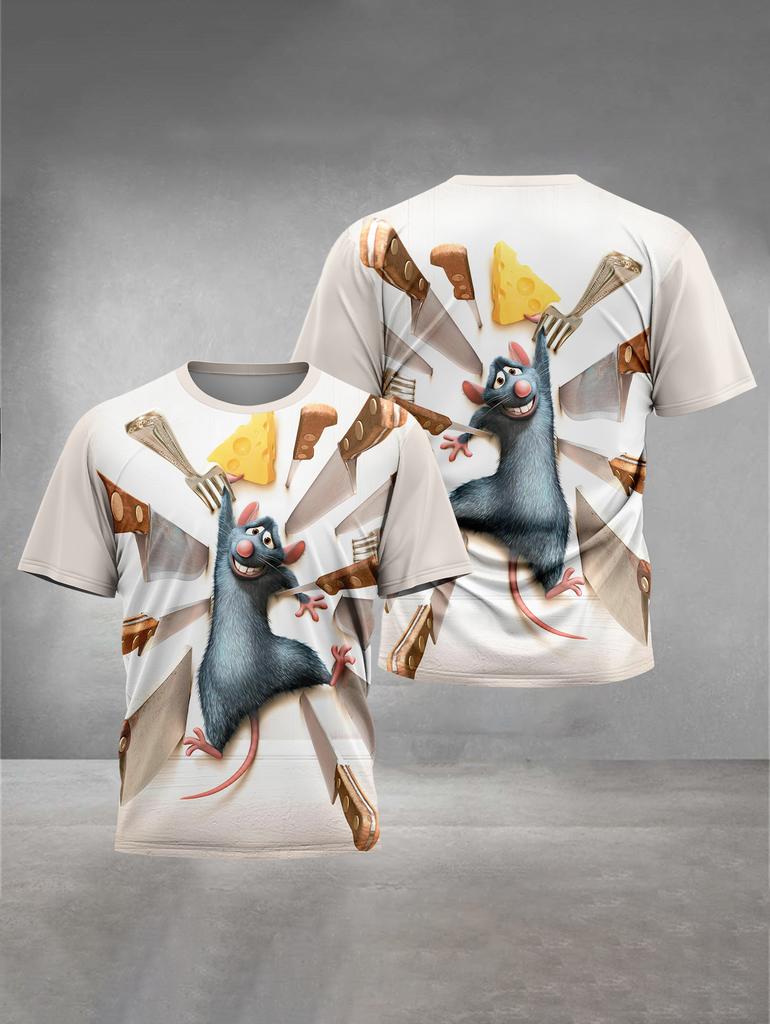 Summer Round Neck Cartoon Hotel Transylvania Pattern 3D Printed Top Fashionable Casual Short Sleeved Children's Boy T-shirts