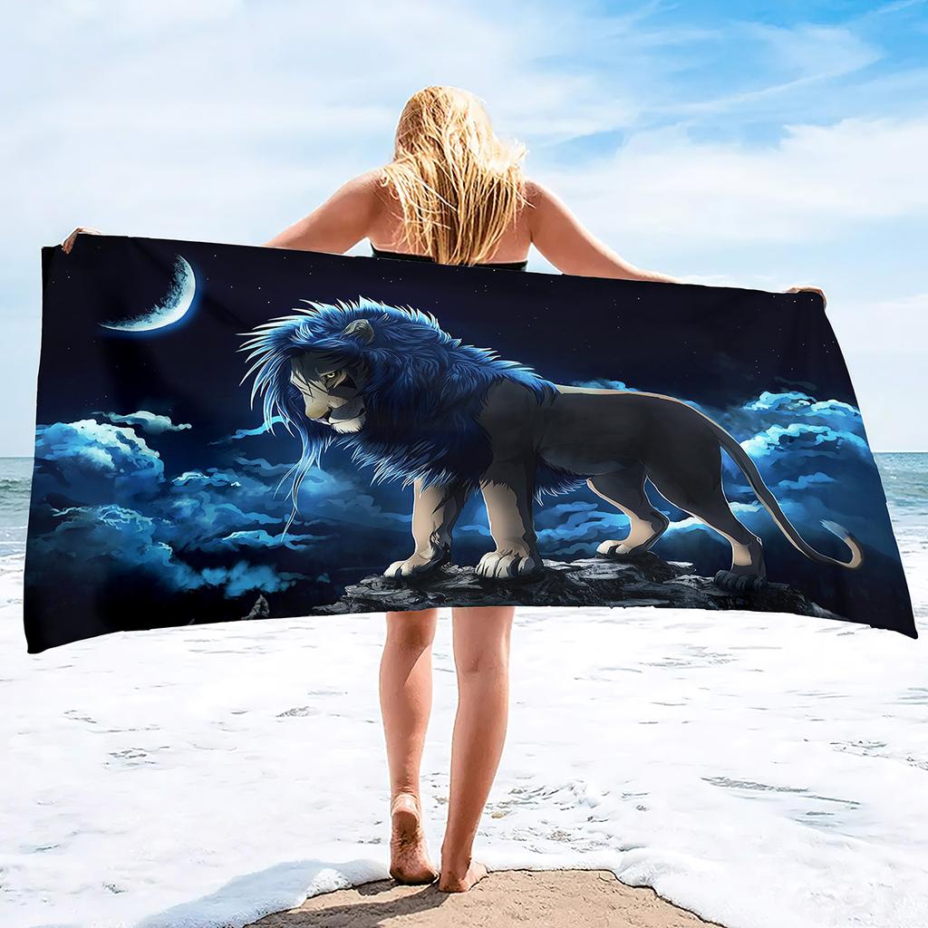 Lion Beach Towel Microfiber Beach Towels for Adults Sand Free Beach Towel Quick Dry Large Beach Towel for Swimming,Bath, Camping