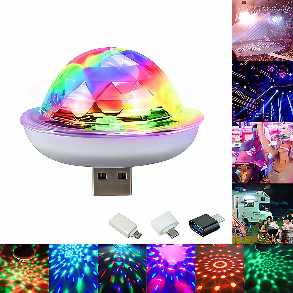 1pcs USB Dj Lamp Led Bar Night Light LED RGB Discos Stage Ing Projector Welcome Micro Crystal Ball Sound Party Atmosphere Lamp