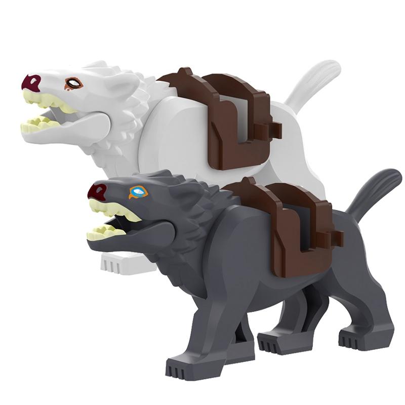 MOC Serie Granja Bosque Escena Crianza Animal Bloques de Construcción Lobo de la Jungla Montura Caballo Oso Marrón Blanco Panda Ladrillos DIY Juguetes para Niños