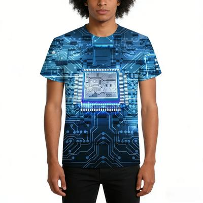 Nieuwe Grafische T-shirts met Print van Printplaat Elektronische Chip 3D Print Heren Dames Korte Mouw T-shirt Harajuku Tops Tees Unisex Kleding