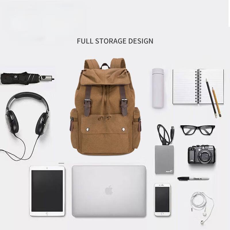 Li Shen Men's Retro Business Canvas Laptop Backpack