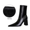 "European & American Style Sexy High Heel Pointed Winter Boots - Women's Slim Short Boots with Thick Heel"