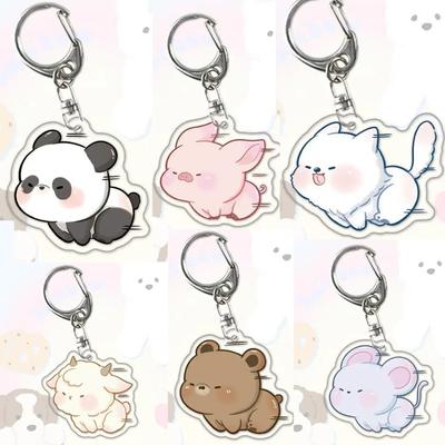 Running Animal Cat Dogs Pets Acrylic Funny Toy Animal Key Ring for Women Men DIY Car Handbag Phone Case Pendant Accessories Gift