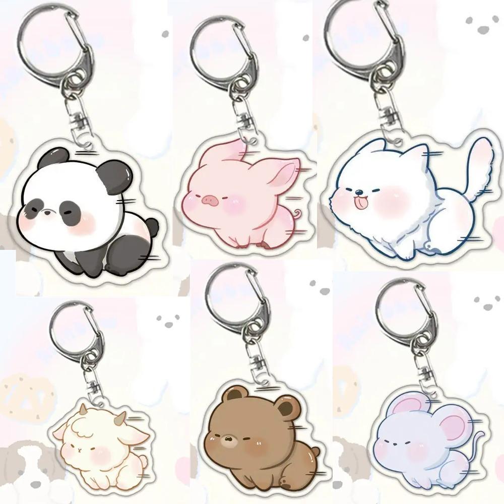 Running Animal Cat Dogs Pets Acrylic Funny Toy Animal Key Ring for Women Men DIY Car Handbag Phone Case Pendant Accessories Gift
