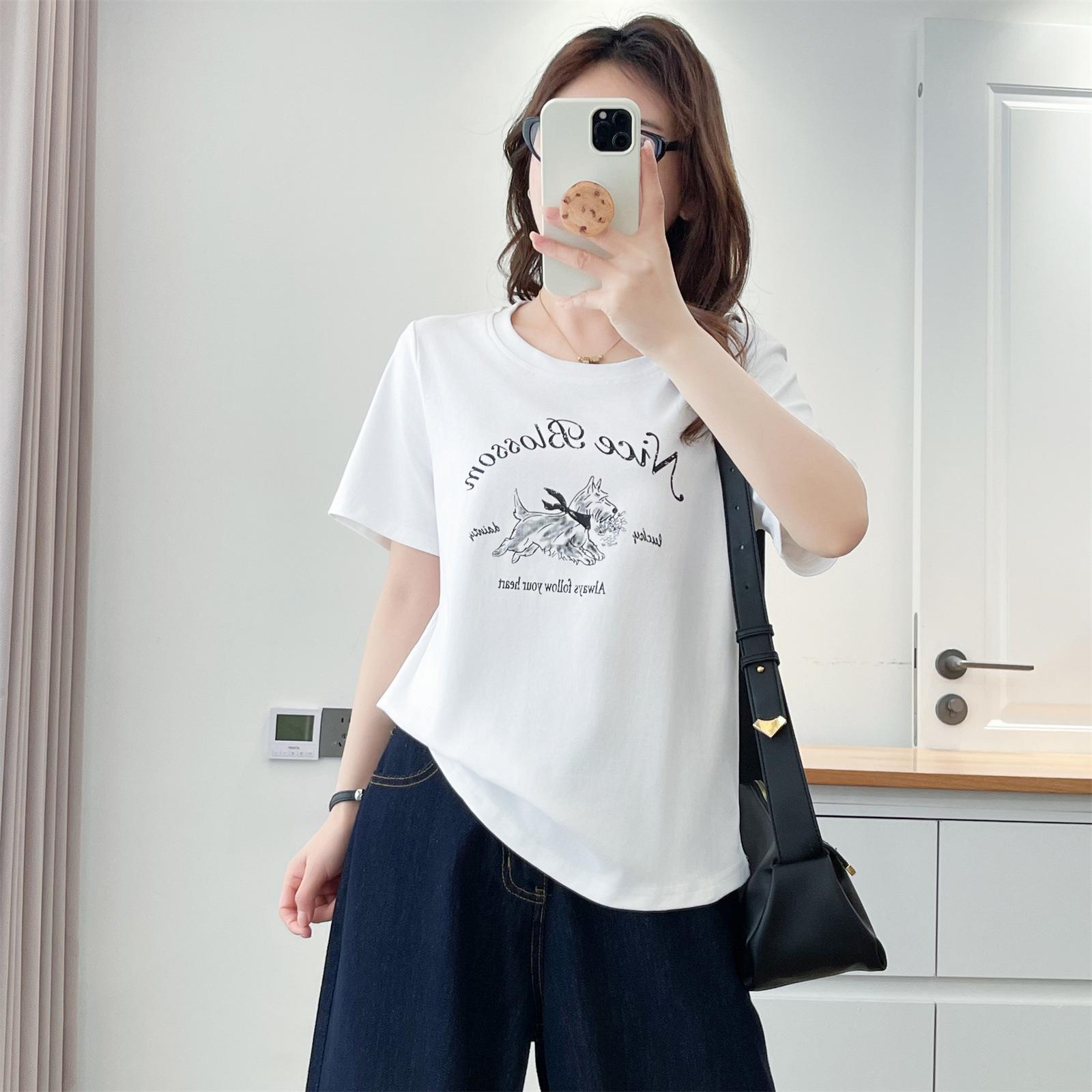 Plus Size Women s Summer 2026 Printed Short Sleeve Casual Top - Round Neck 3XL