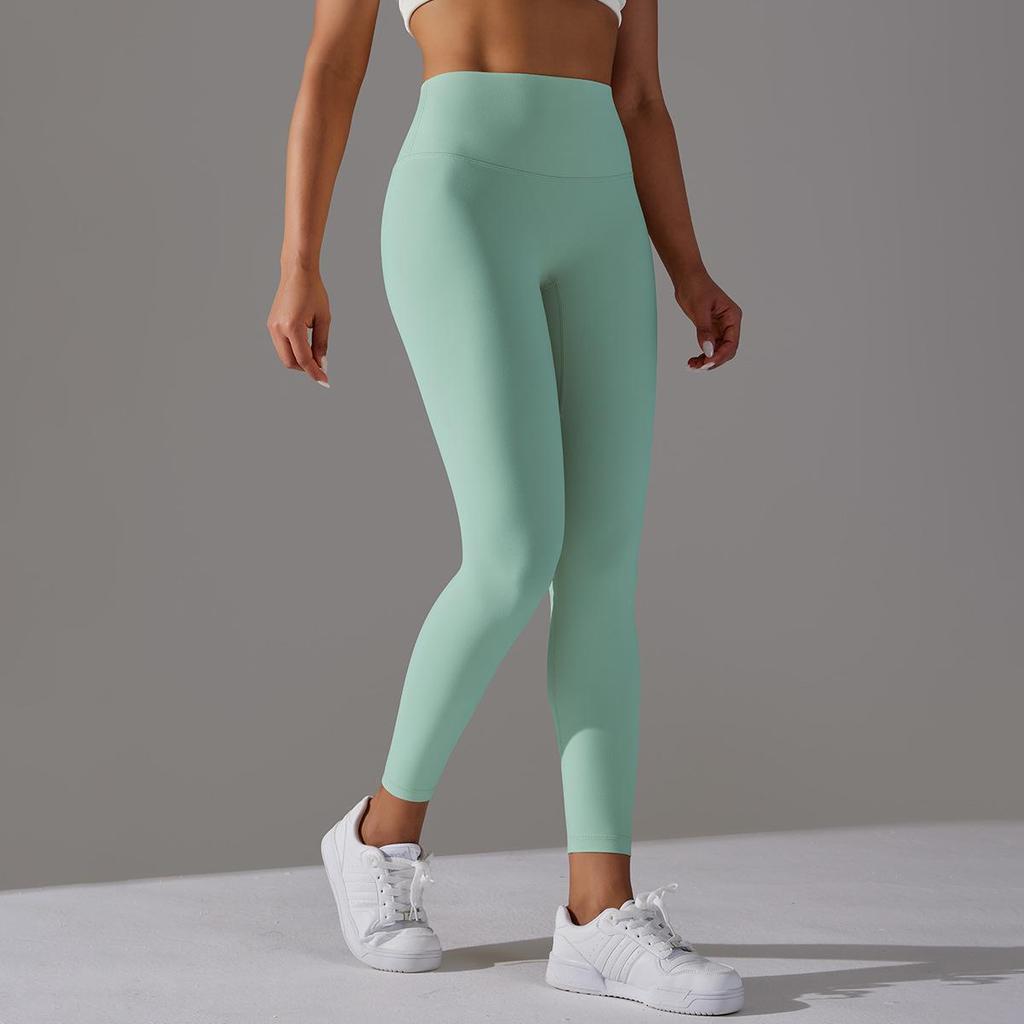 Nude Skin-friendly Yoga Pants Women Without Awkward Line High-waisted Bottoms To Lift The Buttocks Elastic Fitness and Sports Nine-minute Pants
