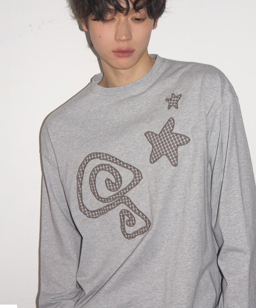 SOMEPLACE MAN Multi Basic Applique Graphic Long Sleeve Oversized Long-Sleeve T-Shirt_3 Colors