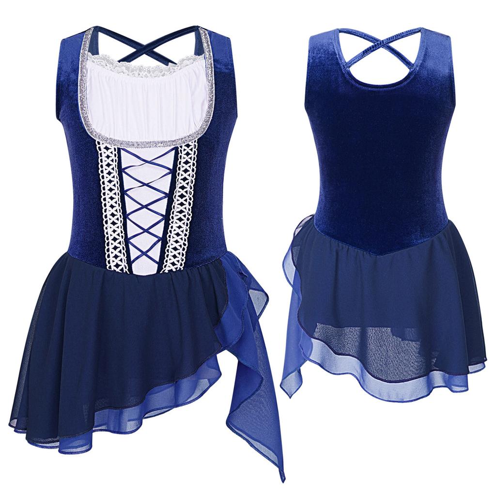 Mufeng Mädchen Eiskunstlauf Kleid Ballettkleid Mit Strass