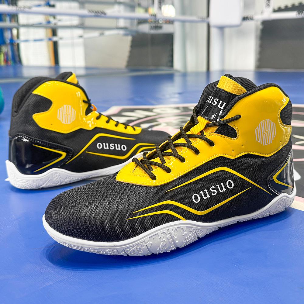 W666 Men's High-Top Boxing and Wrestling Training Shoes - Muay Thai Combat Boots