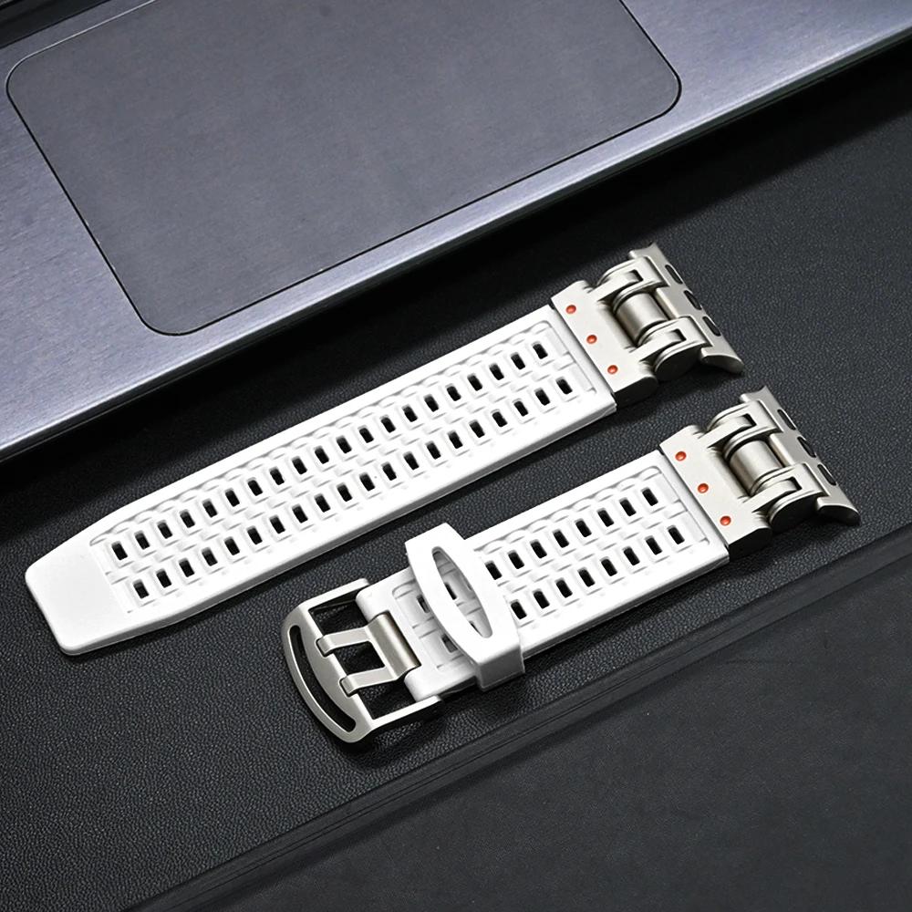 Silicone Bracelet Band for Apple Watch Ultra 2 Series 9 8 7 6 5 4 Se 3 Titanium Color Strap for Iwatch Ultra2 49mm 45mm 44 42mm