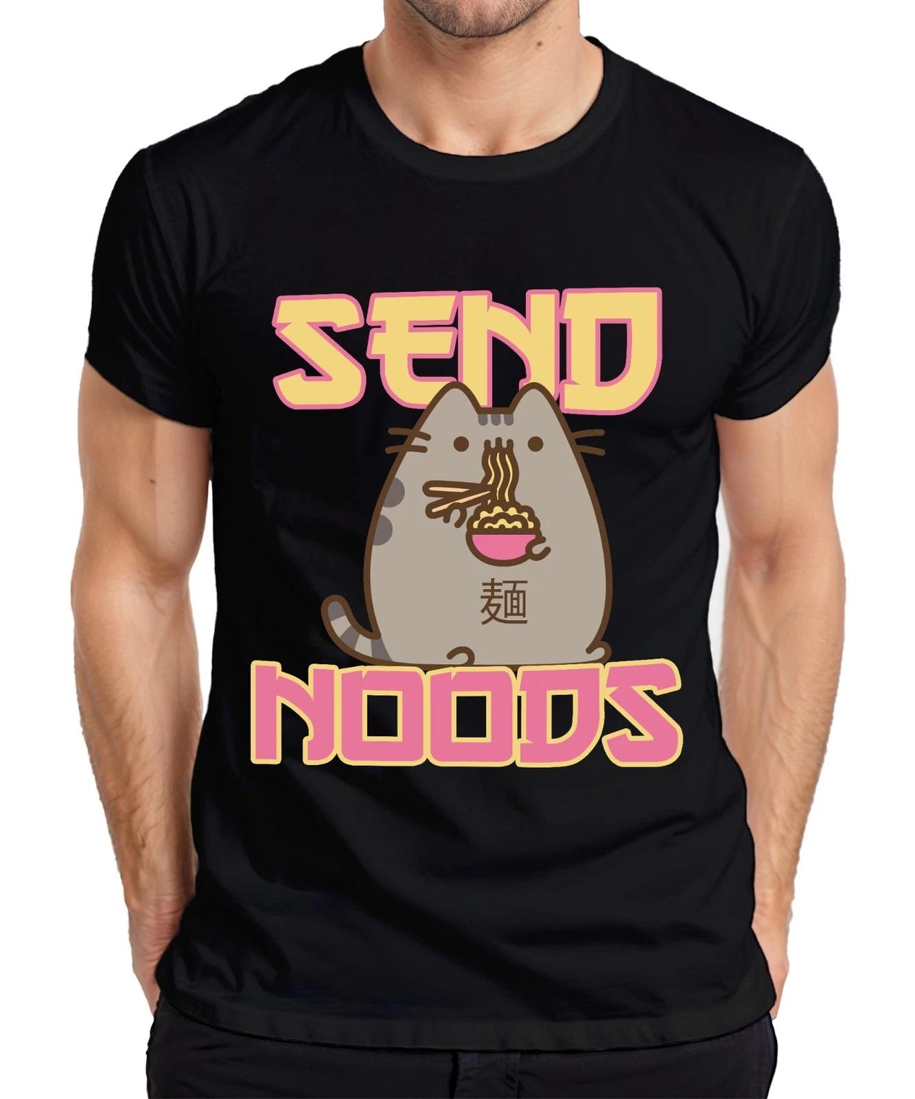 SEND NOODS Katze Nudeln Ramen Kawaii Lustig Geschenk süß Freundin Herren T-Shirt M