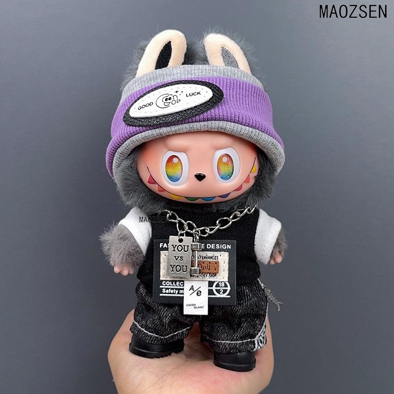 17cm High-Energy Labubu Doll Clothes: Wild Cool Set 3.0 for First, Second, and Third Generation Dolls
