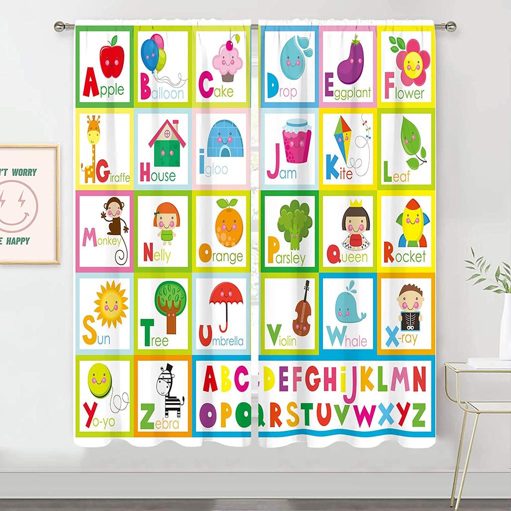 Custom Truck Cartoon Curtains for Living Room Bedroom Home Decor with Hooks Shading Finished