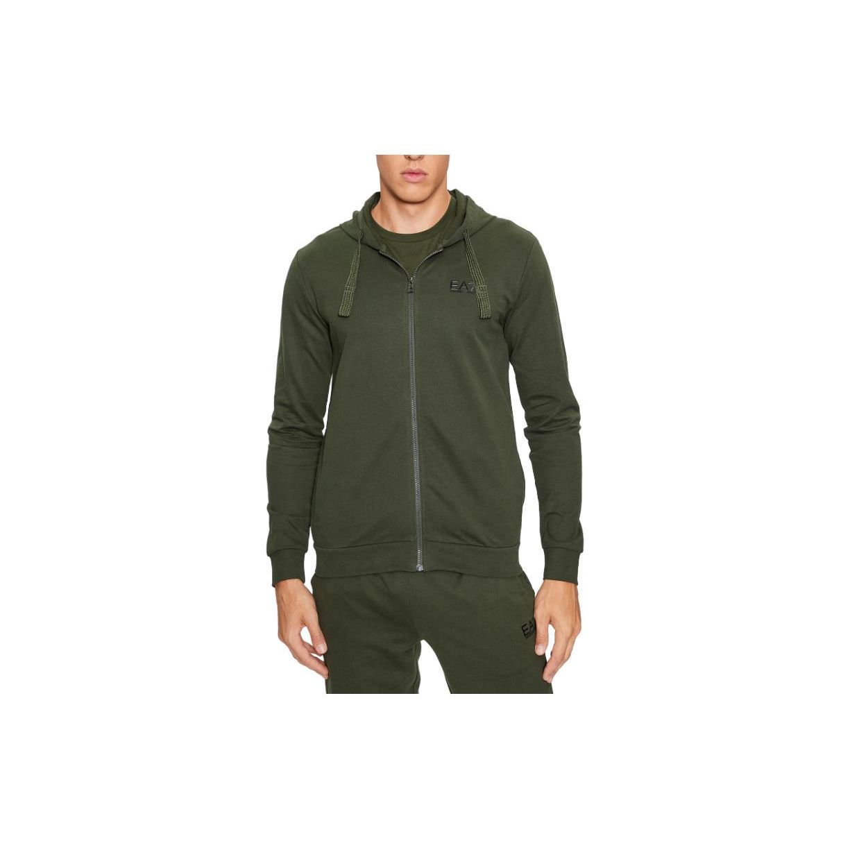 Мужская толстовка с капюшоном на молнии с логотипом Emporio Armani Зеленая 8NPM03-PJ05Z-1845 M