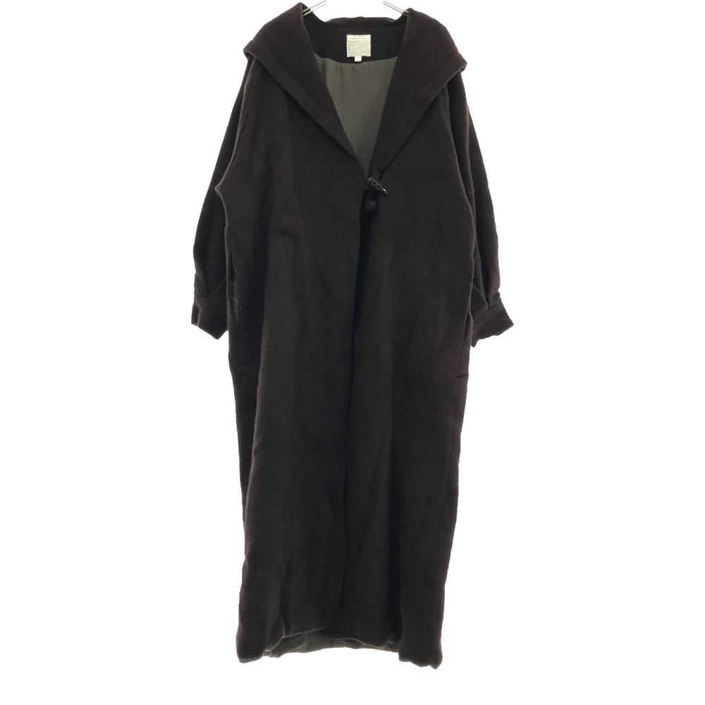 FILL THE BILL Made In Japan Wool Blend Hooded Long Coat 1 Brown Women Used