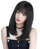 AISIQUEENS Black Medium Straight Full Fashionable Natural Wig for Stylish Wig for Everyday Natural Heat Stylish Lolita Includes Net and Comb Semi-Long