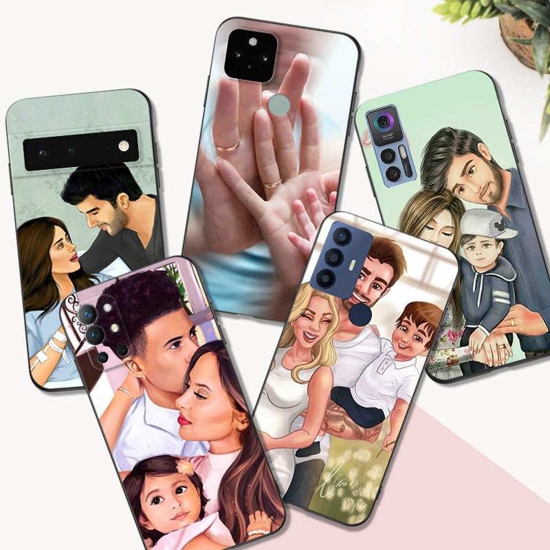 

Black Tpu Case For google pixel 4 4A 4XL 5 5A 5XL 6 6A 7 PRO Cover Mom Dad Baby family