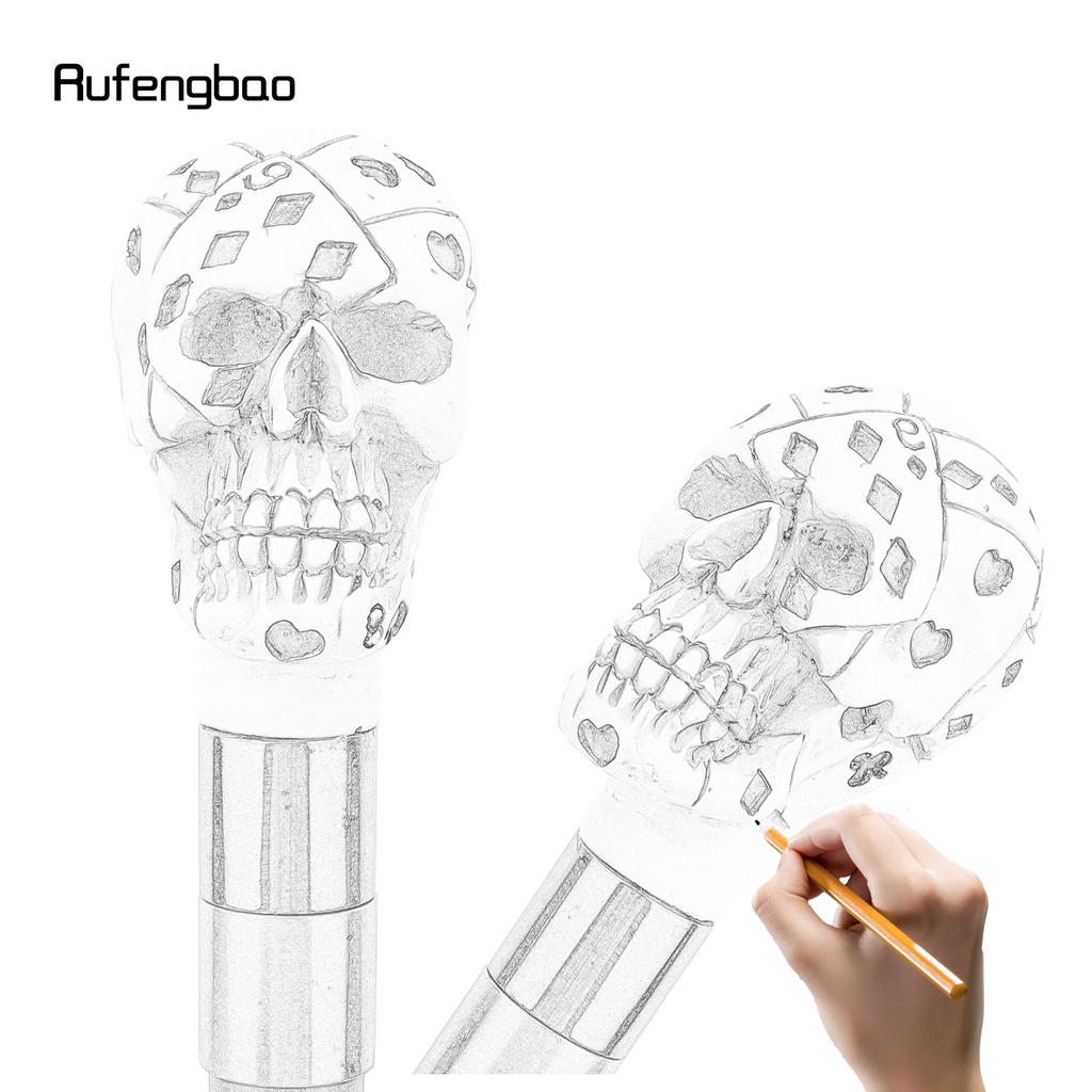 White Resin Skull Poker Head Walking Cane Fashion Decorative Steel Stick Gentleman Elegant Cosplay Cane Knob Crosier 94cm