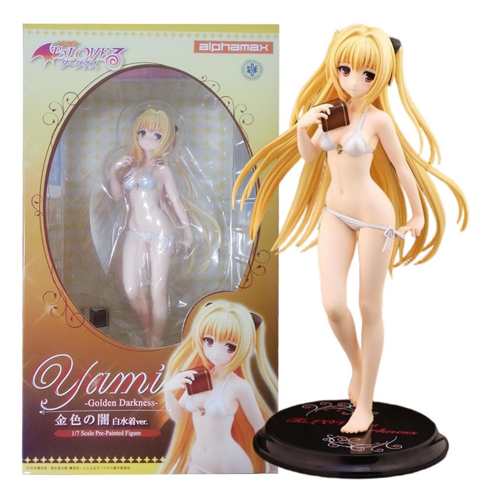 23.5CM Anime To LOVEru Darkness Konjiki No Yami 1/7 Figure White Swimsuit Ver Standing Model Toy Doll Aciton Figure PVC