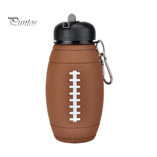 

Складная силиконовая бутылка для воды для регби объемом 600 мл с карабином, не содержащая бисфенол-А, герметичная, портативная, легкая, для езды на велосипеде, фитнеса, спорта, путешествий, складная 600ML