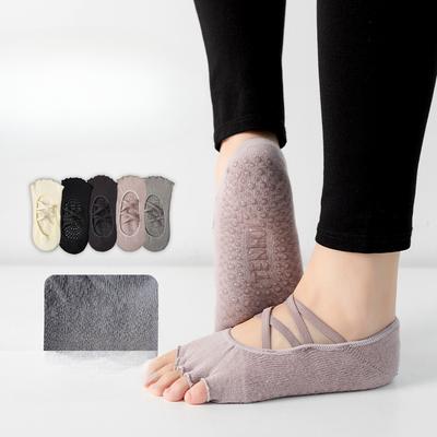 Women's Spring and Summer New Cross Strap Backless Toe Professional Yoga Sports Non Slip Five Finger Socks