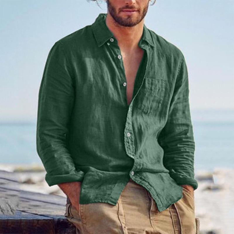 Pánská móda ležérní tričko s dlouhým rukávem, bavlněné plátno, jednobarevné tričko s top halenka