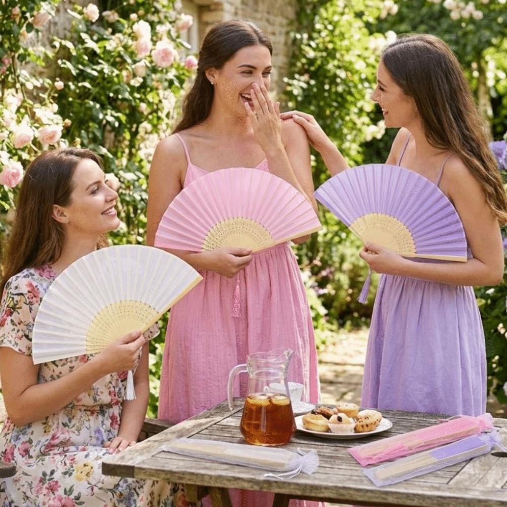 Wear Resist Folding Fan Cooling Tool Bamboo Hand Fan Fashionable Silk Hand Fan Festival Party