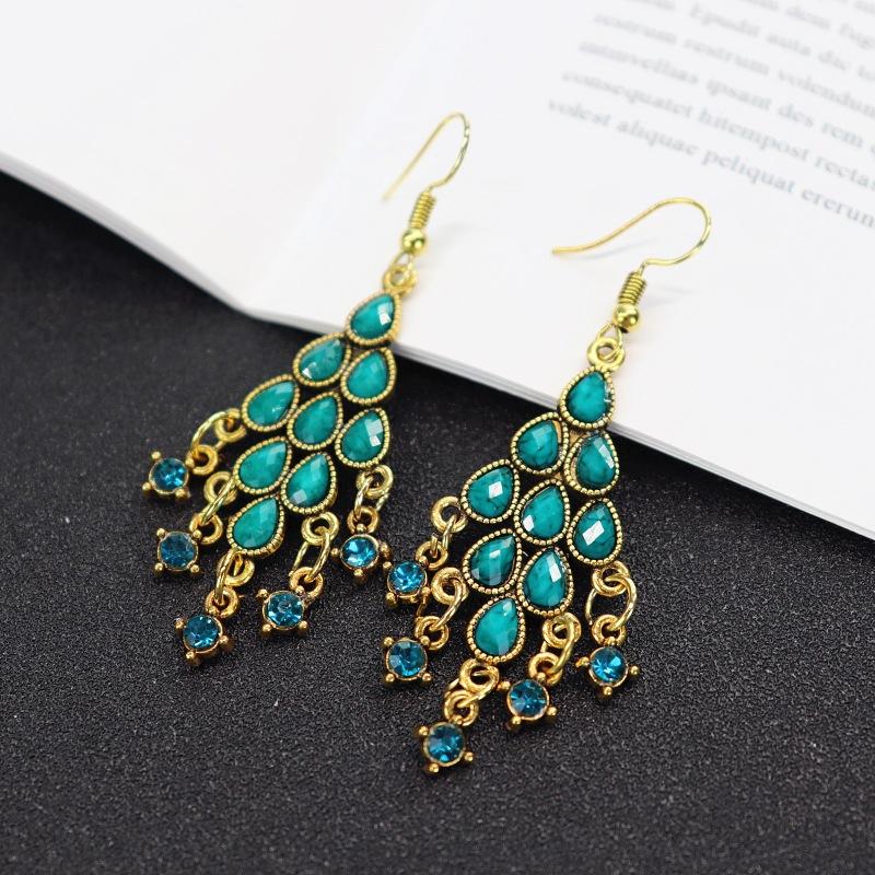 Retro Court Water Drop Fringed Earrings Femininity Versatile Ethnic Style Long Earrings Classical Popular National Style Earrings