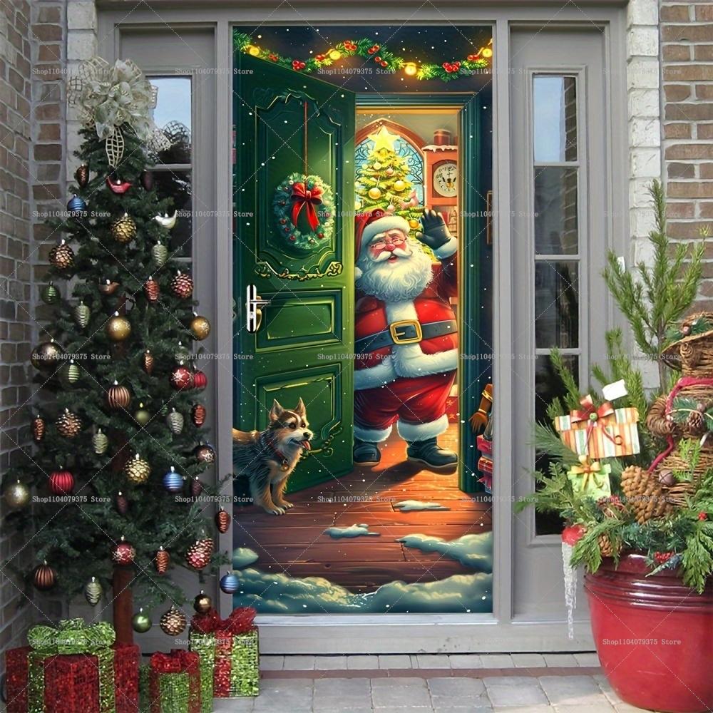 Christmas Old Man Door Banner Hanging Door Cover Banner Snowman Photography Background Indoor And Outdoor Porch Decoration