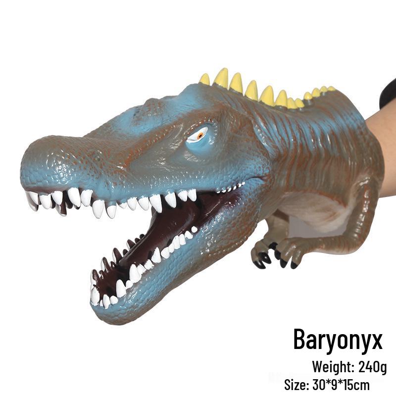 Children's Soft Rubber Dinosaur Hand Puppet - Triceratops & T-Rex Interactive Toy
