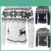 Cozy And Soft Men's O Neck Sweater With Festive Deer Printed Design For Christmas Celebrations