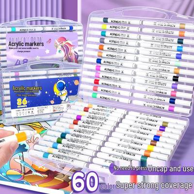 Set de Marcadores Acrílicos Lavables e Impermeables y Rotuladores de Acuarela para Estudiantes